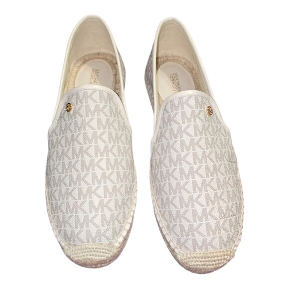 Michael Kors Women's Cream Logo Espidrille Slip-On Shoes Size 10 New - Picture 2 of 9